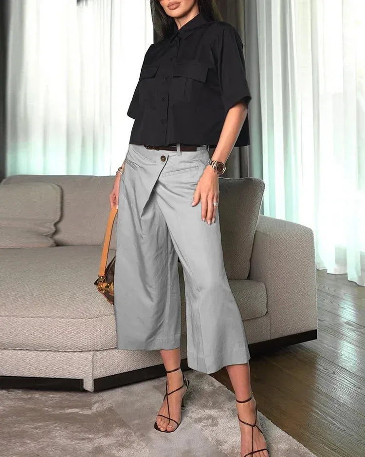DESIRÉ | Conjunto camisa corta y pantalón capri