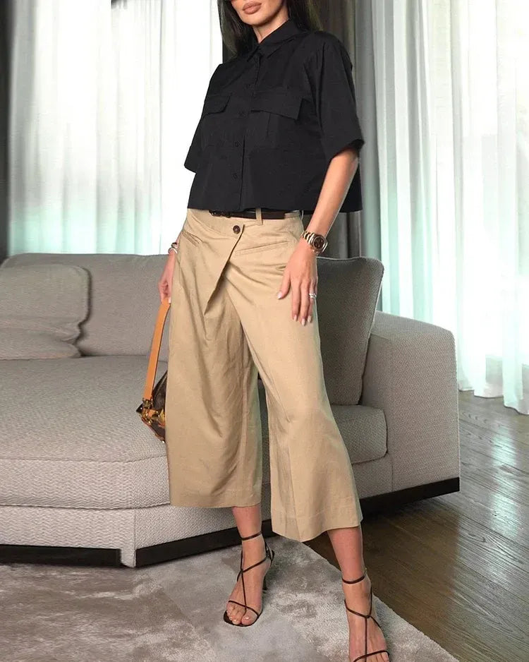 DESIRÉ | Conjunto camisa corta y pantalón capri