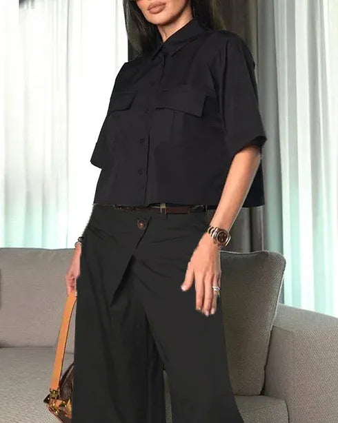DESIRÉ | Conjunto camisa corta y pantalón capri