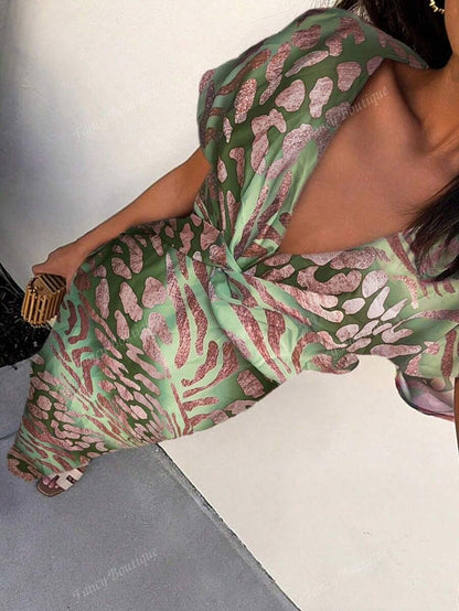 MORA | Vestido estampado de satén