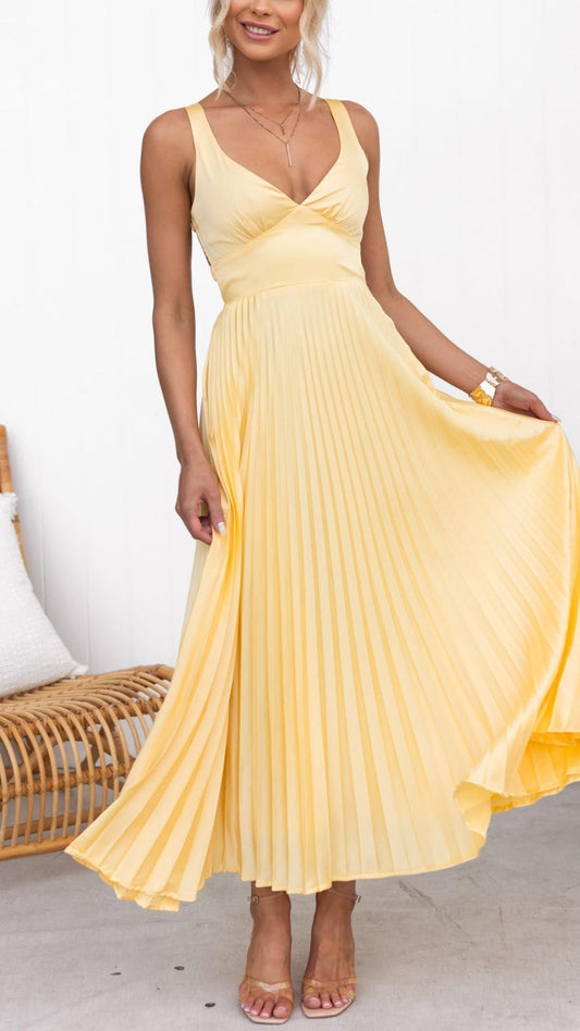 TINA | Vestido plisado con escote V